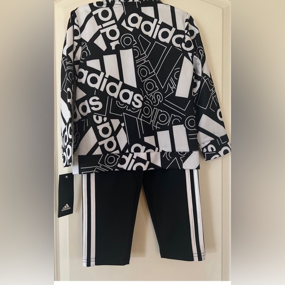 3T Adidas tracksuit black/white boys kids matching outfit - Picture 4 of 4